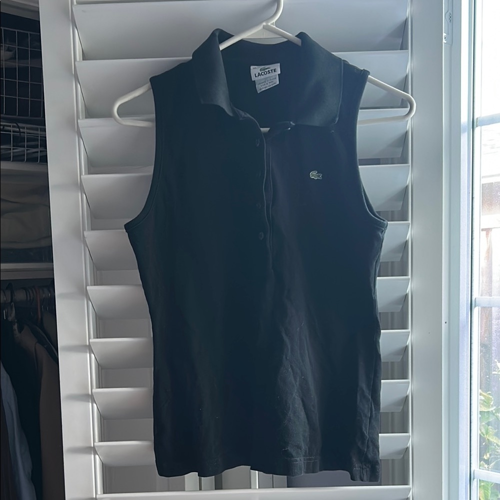 Lacoste Black Sleeveless Polo Top